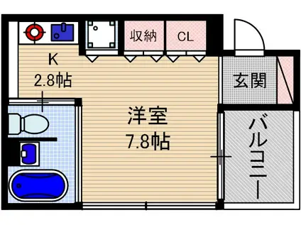 主原E-SITE(ワンルーム/2階)の間取り写真