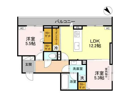 フィラーレ 303(2LDK/3階)の間取り写真