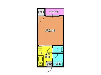 グランディールM(1K/1階)の間取り写真