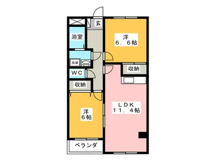 ブラウンキャッスル(2LDK/3階)の間取り写真