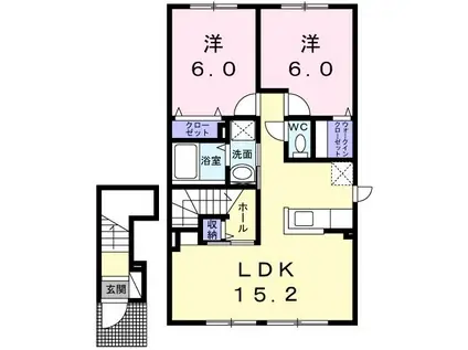 K&MIII(2LDK/2階)の間取り写真
