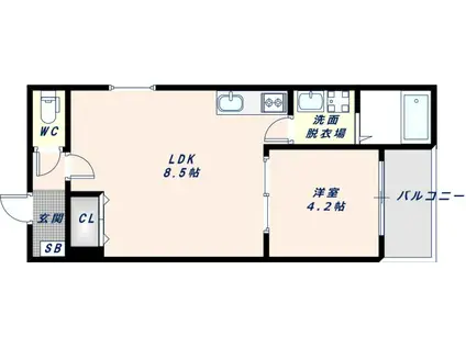 BADGE NAGATA I(1LDK/2階)の間取り写真