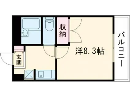 リッチウォーク市役所前(1K/2階)の間取り写真