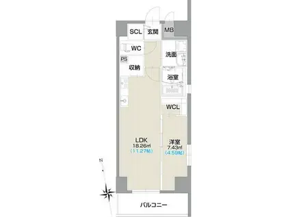 フォルティス今池(1LDK/10階)の間取り写真