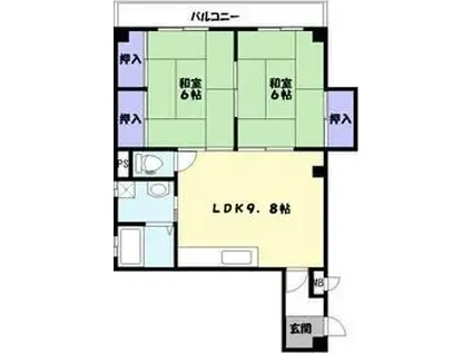 寿ハイツ(2LDK/3階)の間取り写真