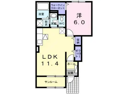 サン・ルルドII(1LDK/1階)の間取り写真