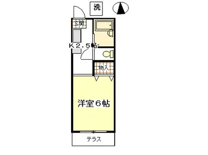 プチハイツ下高井戸(1K/2階)の間取り写真