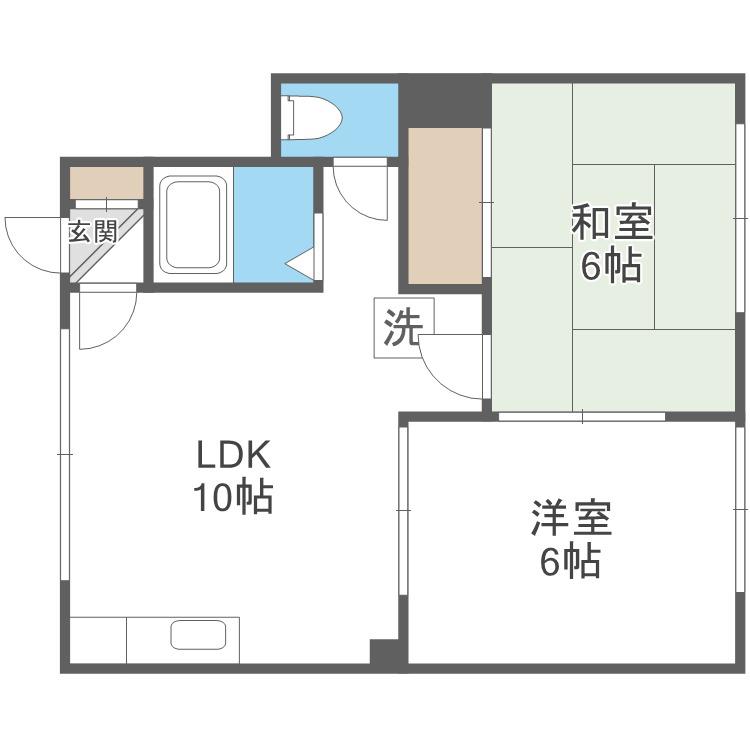 シャトー林(2LDK/2階)の間取り写真