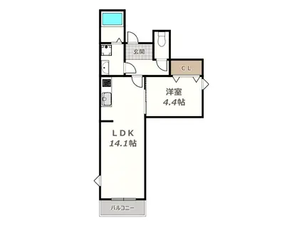 J-BRIGHT長居公園(1LDK/1階)の間取り写真