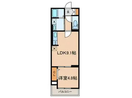 セレスティア白子I(1LDK/2階)の間取り写真
