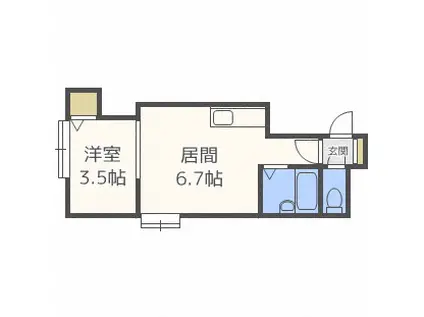 ノーザンベルグ旭(1DK/2階)の間取り写真