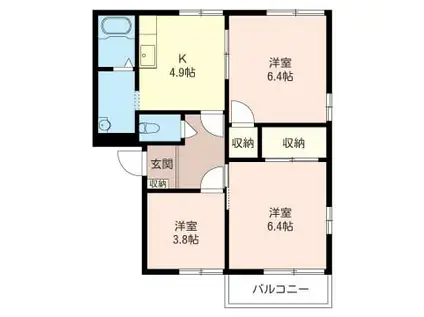 ライブリーハウス参番館(3K/2階)の間取り写真