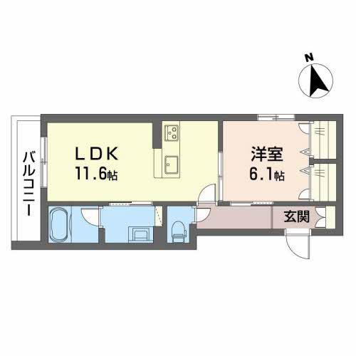 ABELIA(1LDK/2階)の間取り写真