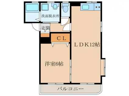 セオリーB棟(1LDK/1階)の間取り写真