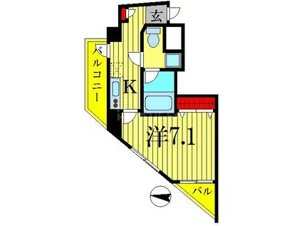 ライジングプレイス向島(1K/4階)の間取り写真