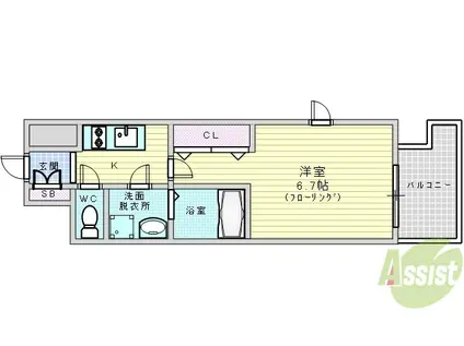 レジュールアッシュ淡路駅前(1K/5階)の間取り写真