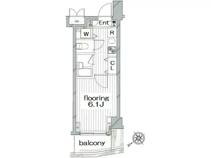 グランタクティス横濱(1K/5階)の間取り写真