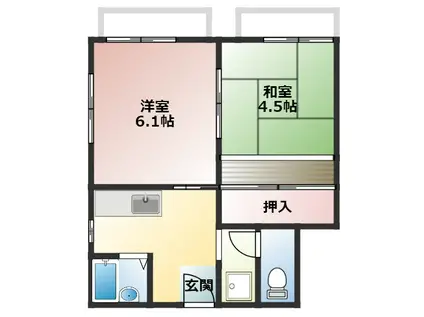 サンコーハイツ(2DK/1階)の間取り写真