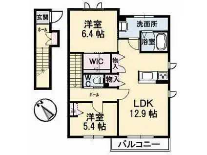 シャーメゾン ラ・モード ガーデンズIII(2LDK/2階)の間取り写真