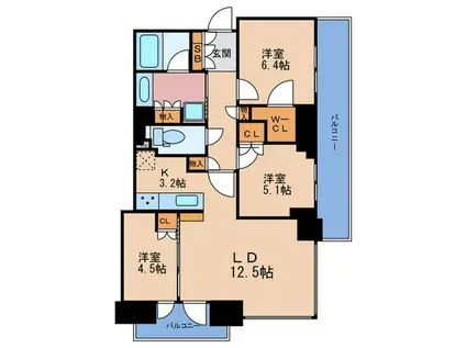 ジオタワー南森町(3LDK/9階)の間取り写真