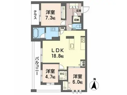 ジョフリエル(3LDK/1階)の間取り写真
