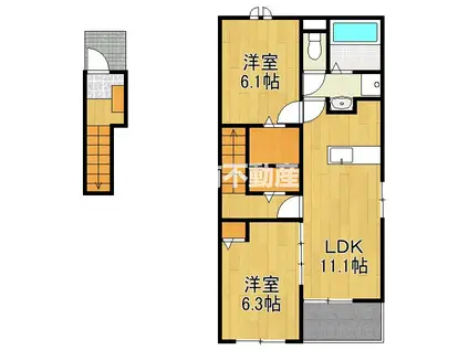 マカニ レア B(2LDK/2階)の間取り写真