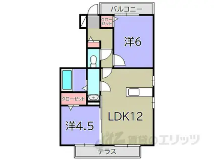セジュールアースマーシ∨(2LDK/1階)の間取り写真