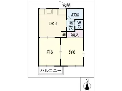 コーポツルミ(2DK/1階)の間取り写真