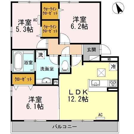 ラフィーナ(3LDK/3階)の間取り写真