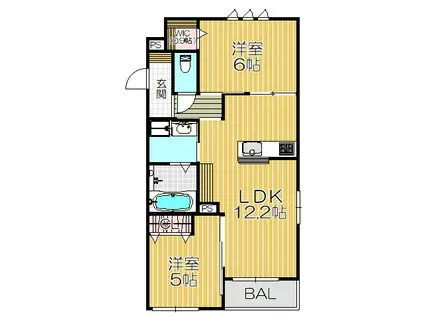 AMOTION(2LDK/3階)の間取り写真