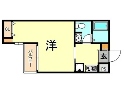 芦屋セントラル(1K/2階)の間取り写真