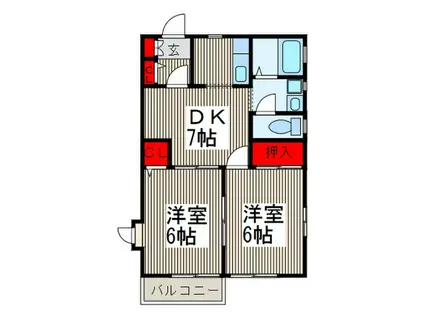 サンモールA(2DK/2階)の間取り写真