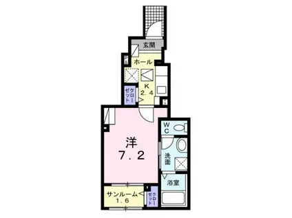 プラシードCOCOIII(1K/1階)の間取り写真