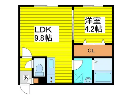 JEEK BLAU MOROMACHI(1LDK/3階)の間取り写真