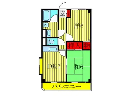 キンコーハウス都賀(2DK/2階)の間取り写真