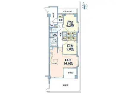 プロステージ阿佐ヶ谷(2LDK/1階)の間取り写真
