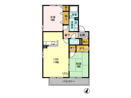 シャインメモリー館ABCDE(2LDK/2階)の間取り写真