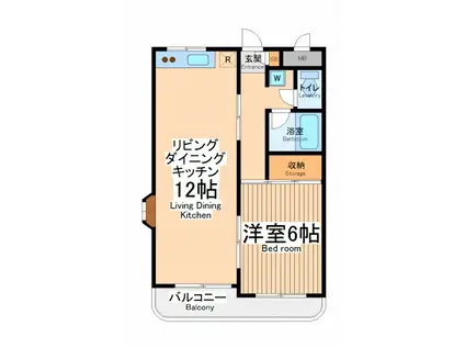 ユア南台(1LDK/2階)の間取り写真