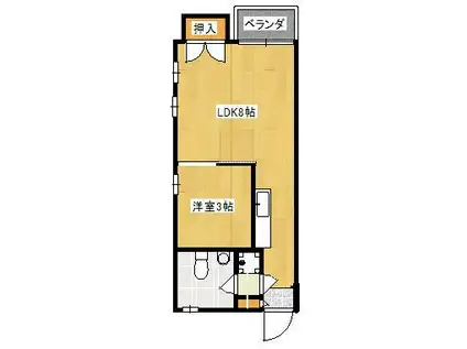 大翔ハイム(1LDK/3階)の間取り写真