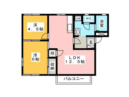 フレグランスこうえ C(2LDK/2階)の間取り写真