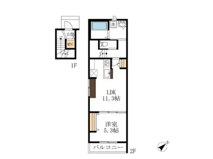 イハナ・タロ(1LDK/2階)の間取り写真