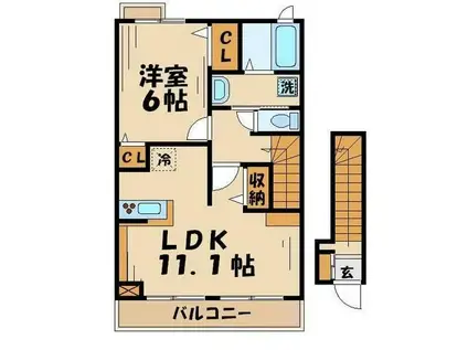 ブラン セレノ(1LDK/2階)の間取り写真