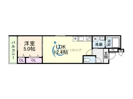 フジパレス今川公園V番館(1LDK/1階)の間取り写真