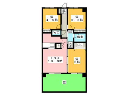 プランドール(3LDK/1階)の間取り写真