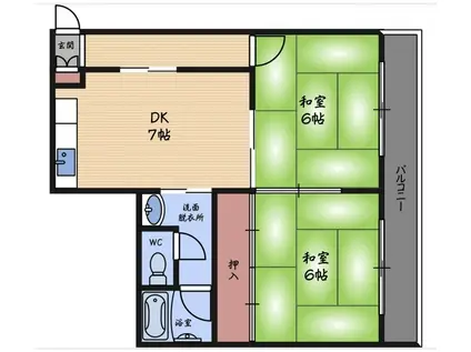 ルミエール浪通(2DK/3階)の間取り写真