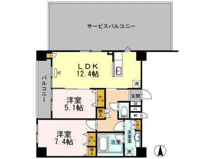 ボンソワール(2LDK/3階)の間取り写真