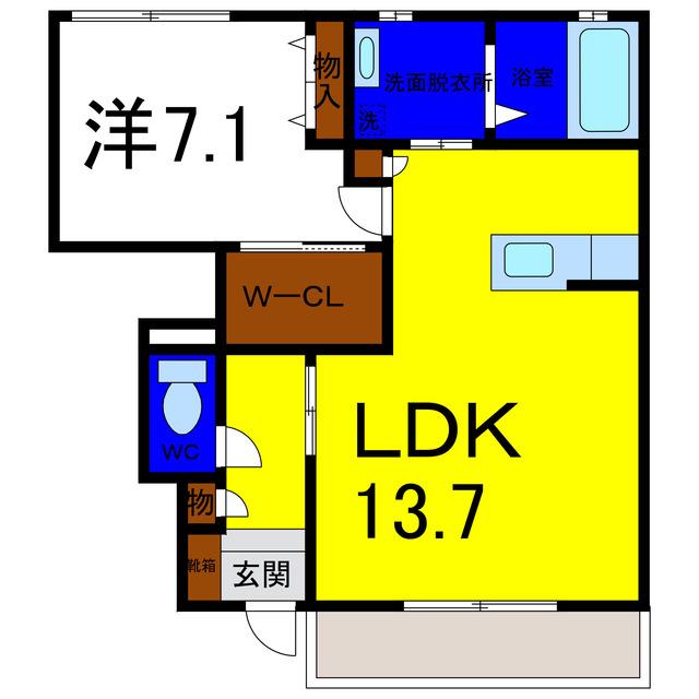 サニーコートB棟(1LDK/1階)の間取り写真