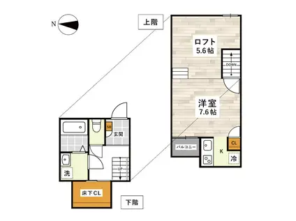 ADC坪井(1K/1階)の間取り写真