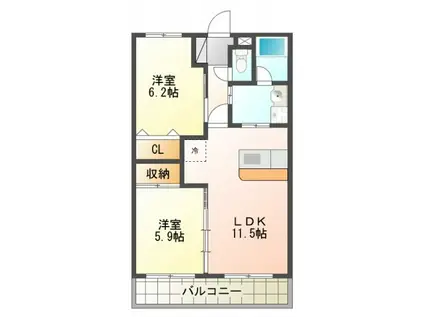 IBBIV(2LDK/2階)の間取り写真