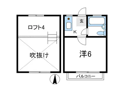 エクセル1(1K/1階)の間取り写真